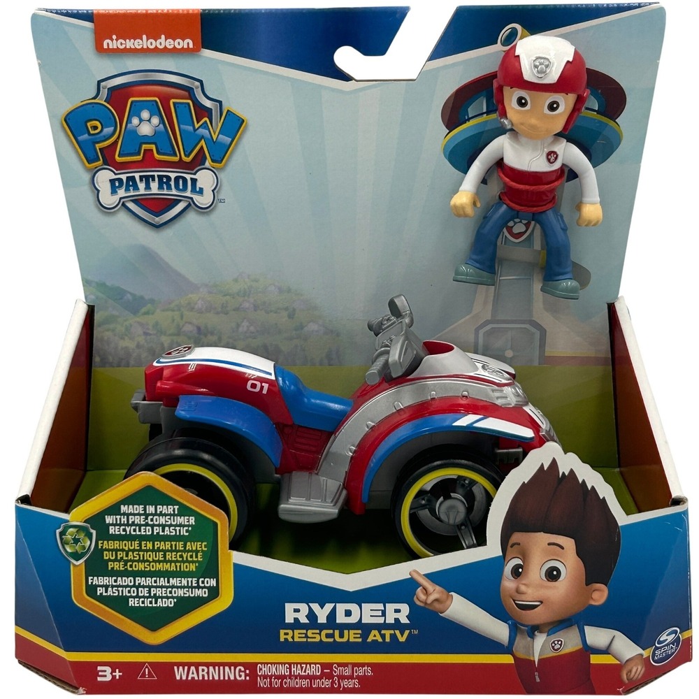 Paw Patrol Ryder Rescue ATV Kids Toy OS Red New Recycled Plastic Figure Set